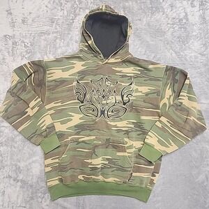 Vintage Sapphire Lounge Hooded Sweatshirt Men's L Camo Hoodie Embroidered Y2K